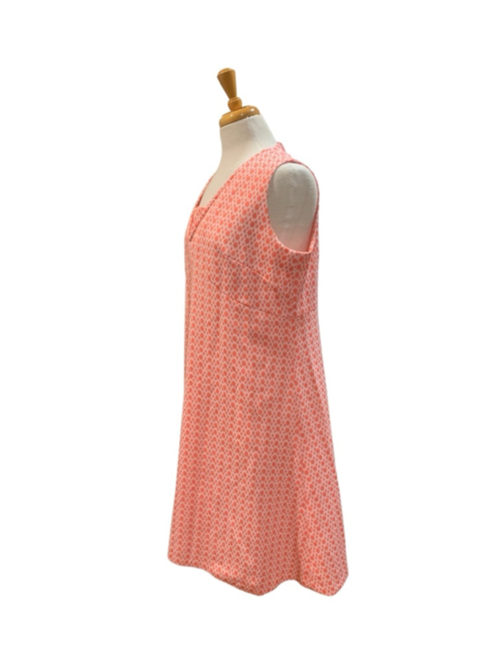 Vntg 60’s Women's Volup homemade Coral White Polka Dot dress - Picture 5 of 6